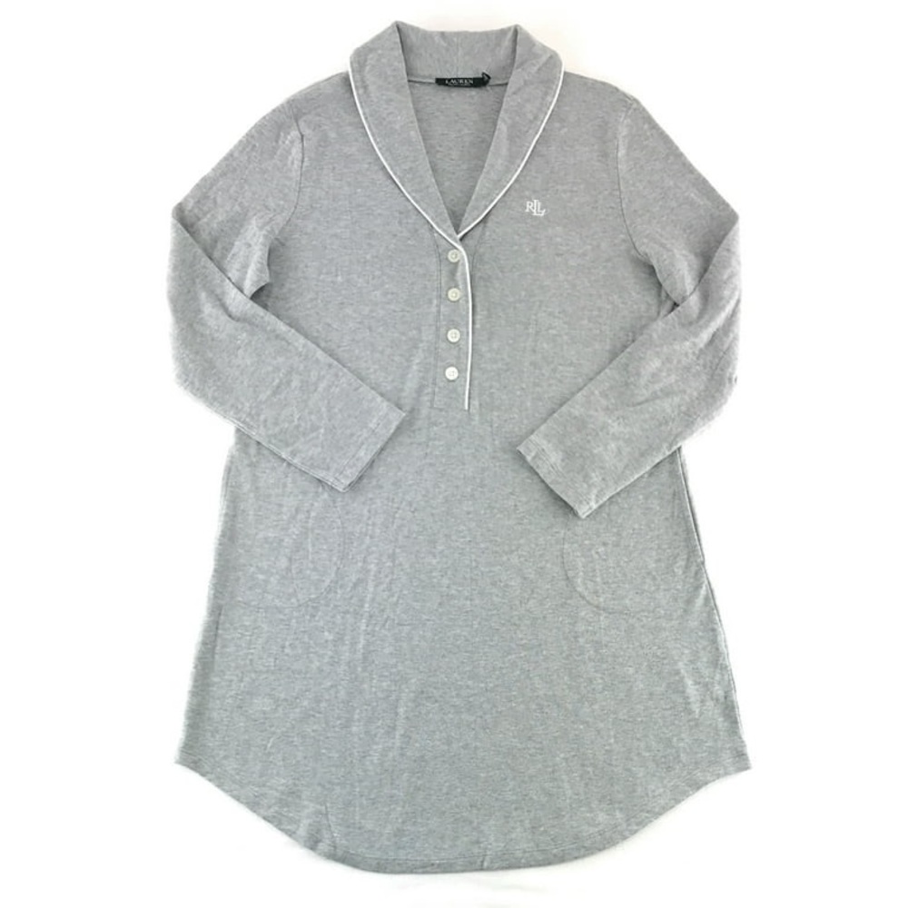 Lauren by Ralph Lauren Sinclair Signature Sleepshirt Nightgown Gray 2X